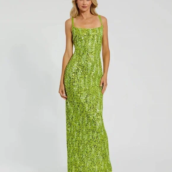 mac duggal apple green dress Light Green Tulle Beaded Long Prom Dress, Light Green Evening Dress –  Cutedressy main image 0